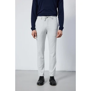 Erkek Slim Fit Beli Lastikli Ipli Fermuarlı Likralı Rahat Gri Jogger Pantolon