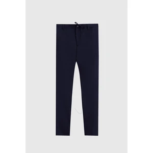 Erkek Slim Fit Beli Lastikli Ipli Fermuarlı Likralı Rahat Lacivert Jogger Pantolon