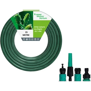 Meteor VMM15 Kırılmaz Örgülü Bahçe Su Hortumu 15 mt 5 Parça