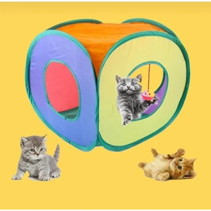 3 Çıkışlı Kedi Ev Tüneli Katlanır Gökkuşağı 3 Çıkış Kedi Köpek Oyun Tüneli Evcil Hayvan Oyun Tünel