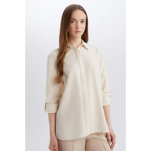 Regular Fit Basic Düz Uzun Kollu Gömlek Tunik E0785AX25SP