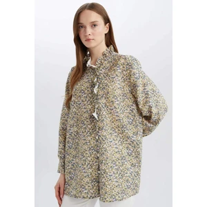 Regular Fit Çiçekli Uzun Kollu Tesettür Gömlek Tunik E1796AX25SP