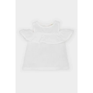 Kız Bebek Bisiklet Yaka Flamlı Poplin Kısa Kollu Bluz E2849A525SM