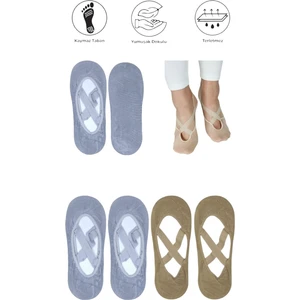 Maruf Shop 4 Adet Bayan Kaydırmaz Tabanlı Yoga Pilates Fitness Dans ve Spor Çorabı