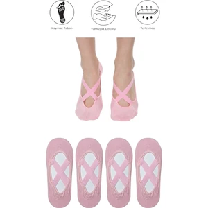 Maruf Shop 4 Adet Bayan Kaydırmaz Tabanlı Yoga Pilates Fitness Dans ve Spor Çorabı