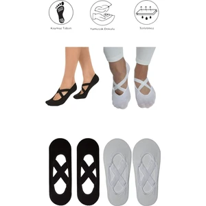 Maruf Shop 4 Adet Bayan Kaydırmaz Tabanlı Yoga Pilates Fitness Dans ve Spor Çorabı