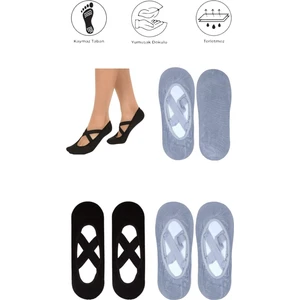 Maruf Shop 4 Adet Bayan Kaydırmaz Tabanlı Yoga Pilates Fitness Dans ve Spor Çorabı