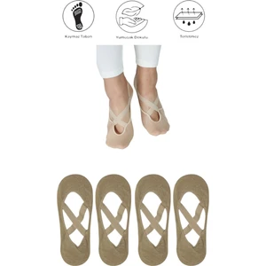 Maruf Shop 4 Adet Bayan Kaydırmaz Tabanlı Yoga Pilates Fitness Dans ve Spor Çorabı