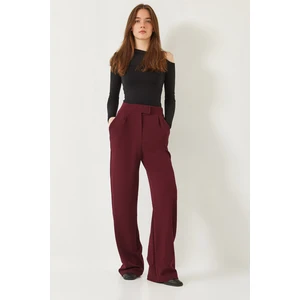 Kadın Yüksek Bel Likralı Cırtlı Palazzo Pantolon