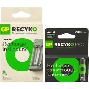 Gp Batteries E221 2 Kanallı Şarj Cihazı 4 Adet Gp Pro 2000MAH 1.2V Aa Şarjlı Kalem Pil Ile Beraber