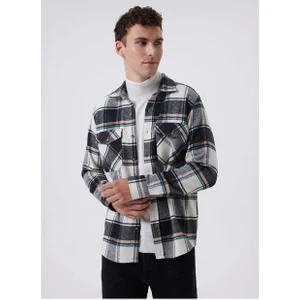 Lee Cooper 241048 2606 İndigo-Beyaz Ekoseli Wilf Erkek Dokuma U.Kol Gömlek