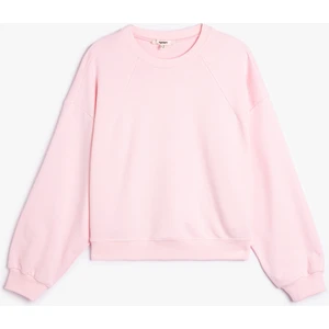 Üç Iplik Bisiklet Yaka Uzun Kollu Oversize Sweatshirt