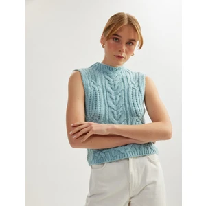 Kolsuz Bisiklet Yaka Dokulu Triko Süveter