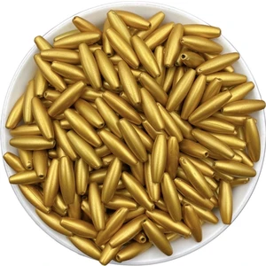 Hedef Bijuteri Sarı / Gold Mat Metalık Büyük Arpa Çubuk Model Boncuk,takı,çanta Boncuğu (100GR ~ 230 Adet Boncuk)