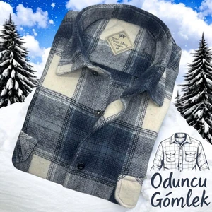 Eren Style Kışlık Pamuklu Uzun Kollu Kapaklı Çift Cepli Erkek Oduncu Gömlek (Regular Kalıp)