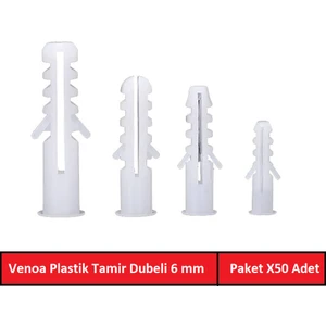 DB06 Plastik Dübel 6 mm Paket  50 Adet