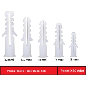 DB80 Plastik Dübel Karma Seti Paket 80 Adet