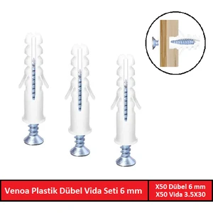 DS06 Plastik Dübel Vida Seti 6 mm 100 Parça