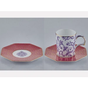 Tea Delight Blooming Barok Pembe 2'li Kahve Fincanı ve Tabağı Seti
