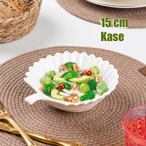 İstiridye Desenli Opal Cam Servis Tabağı Salata Çerez Sunum Yemek Kasesi 15 Cm
