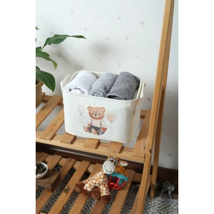 Prendi Home Sevimli Ayıcık Baskılı Dikdörtgen Oyuncak Havlu Çamaşır Sepeti 25  x  14  x  18