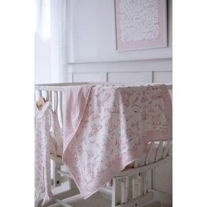 Çift Taraflı Bebek Battaniyesi - Toile De Jouy / Pembe