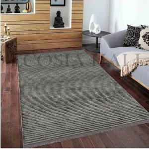 Ecosıa Carpet Iskandinav Desenli Yüksek Kalite Yolluk Vizon Yıkanabilir Saçaklı Şönil Kilim Halı Kaymaz Taban