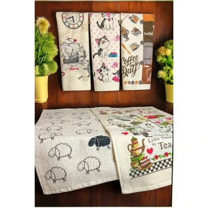 Cnr Garden 5'li Pamuklu Baskılı Havlu Seti 30X50 cm %100 Pamuk El Yüz Mutfak Havlusu Yumuşak Desenli Su Emici Set