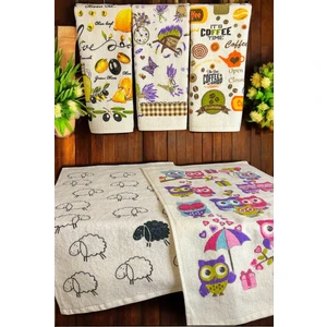 Cnr Garden 5'li Pamuklu Baskılı Havlu Seti 30X50 cm %100 Pamuk El Yüz Mutfak Havlusu Yumuşak Desenli Su Emici Set