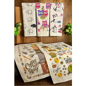 Cnr Garden 5'li Pamuklu Baskılı Havlu Seti 30X50 cm %100 Pamuk El Yüz Mutfak Havlusu Yumuşak Desenli Su Emici Set