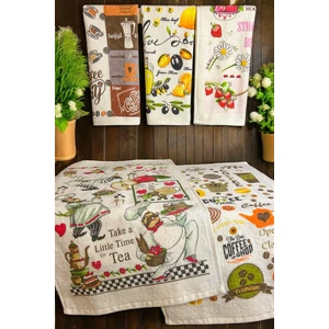 Cnr Garden 5'li Pamuklu Baskılı Havlu Seti 30X50 cm %100 Pamuk El Yüz Mutfak Havlusu Yumuşak Desenli Su Emici Set