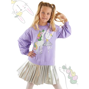 Balerin Unicorn Kız Çocuk Pileli Elbise