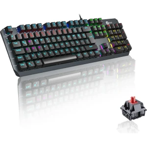 GK301 USB Kablolu Red Switch Makro Tuş Atamalı RGB LED Aydınlatmalı Gaming Mekanik Türkçe Q Klavye Metalik Gri