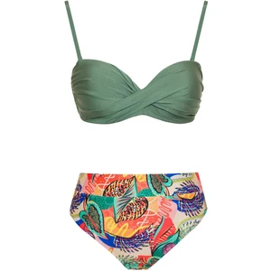 Sailor Moda Dönmeli Yüksek Bel Bikini Takım