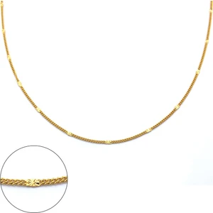 FerizZ Altın Kaplama İnce İşlemeli Kadın Zincir 1mm 60 cm ZN-192