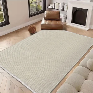Ecosıa Carpet Iskandinav Desenli Yüksek Kalite Yolluk Vizon Yıkanabilir Saçaklı Şönil Kilim Halı Kaymaz Taban
