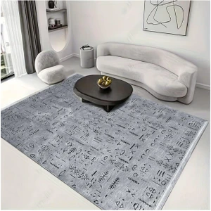 Ecosıa Carpet Ecosıa Modern Şönil Kilim Halı Yüksek Kalite Yolluk Antrasit Yıkanabilir Saçaklı  Kaymaz Taban