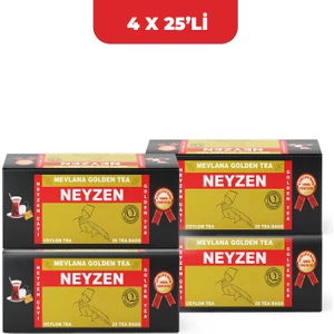 Neyzen Çay Sallama Mevlana Tea Group Bardak Poşet Siyah Yaprak Çay 4 x 25'li