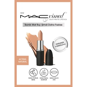 MAC Silky Matte Lipstick Nemlendirme Etkili Yoğun Renk Sağlayan Ruj -ACTING NATURAL 3.5GM