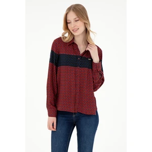 U.s. Polo Assn. Kadın Bordo Gömlek Desenli 50291099-VR014