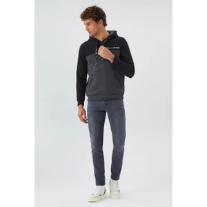 Lee Cooper Juno Erkek Kapüşonlu Sweatshirt Siyah - Antrasit