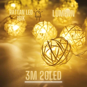 Rattan İp Peri Top Led 3 m Gün Işığı