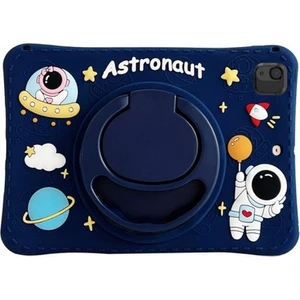 Apple iPad Air 11 Inc (2024)  Standlı ve Boyun Askılı Astronot Figürlü Çocuk Tablet Kılıf A2902 A2903