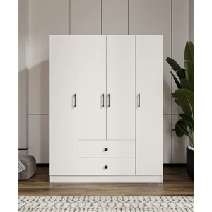 Mdf 4 Kapak 2 Çekmece 12 Raflı Gardırop Elbise Dolabı Soft Beyaz Cabinse - Kolay Kurulum Animasyonu ile