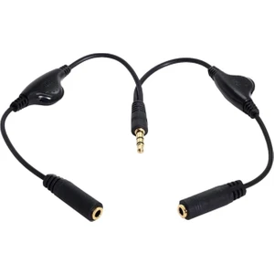 3.5 mm Stereo Ses Kontrollü Kulaklık Çoklayıcı  Ses Ayarlı Aux Kablo 30CM