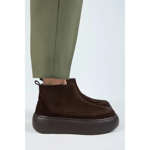 (Carolina) Kadın  Deri Içi Kürklü Mini Kahve Bot