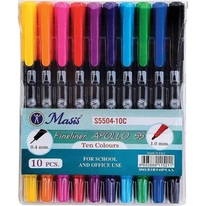 Fineliner Apollo 55 10'Lu Çift Uçlu 1.0Mm-0.4 Mm.