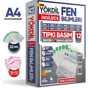 2025 Yökdil Ingilizce Fen Bilimleri Ösym Çıkmış Soru Tıpkı Basım Deneme Paketi 12LI Türkiye Geneli