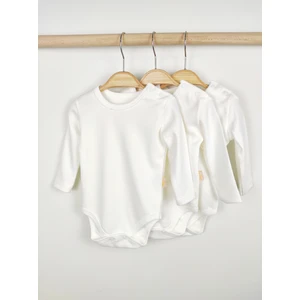 Omy 3'lü %100 Pamuk Uzun Kollu Bebek Body Pamuklu Unisex Kız Erkek Bebek Body Zıbın