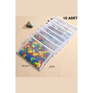 Fermuarlı File Saklama Çantası  Puzzle  Çantası Organizatör Torbası Oyuncak Çantası Sepeti 10 Adet